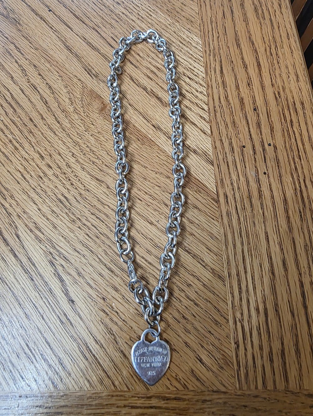 Tiffany & Co. Polished Silver Heart Tag Link Necklace - Picture 2 of 7